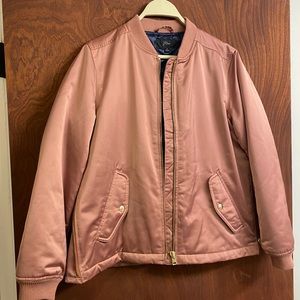 J Crew Satin Bomber Jacket - Rose